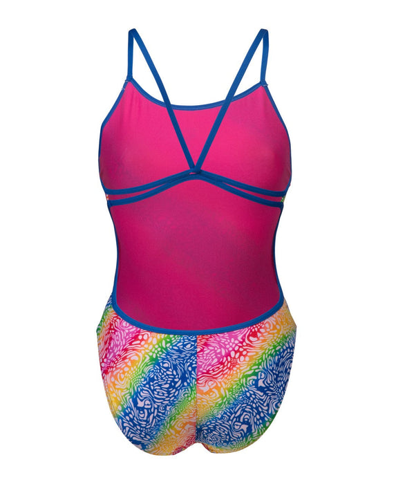 W Swimsuit Lace Back Printed Royal-White Multicolor