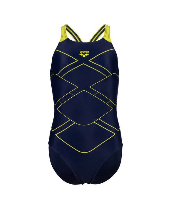 G Mark Swimsuit V Back navy-softgreen Arena