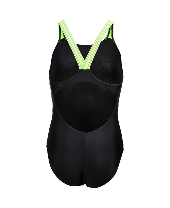 G Swimsuit V Back Graphic black-softgreen Arena