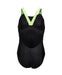 G Swimsuit V Back Graphic black-softgreen Arena