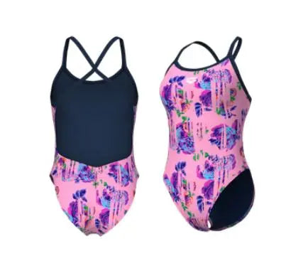 W Rose Texture Swimsuit Xcross Back multi pink-navy Arena