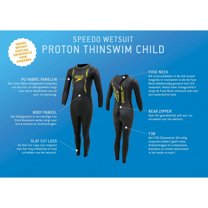 Proton Thinswim Kids Fullsuit Zwart - Geel